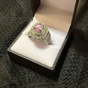 Elegant Pink and Silver plated Ring size 8